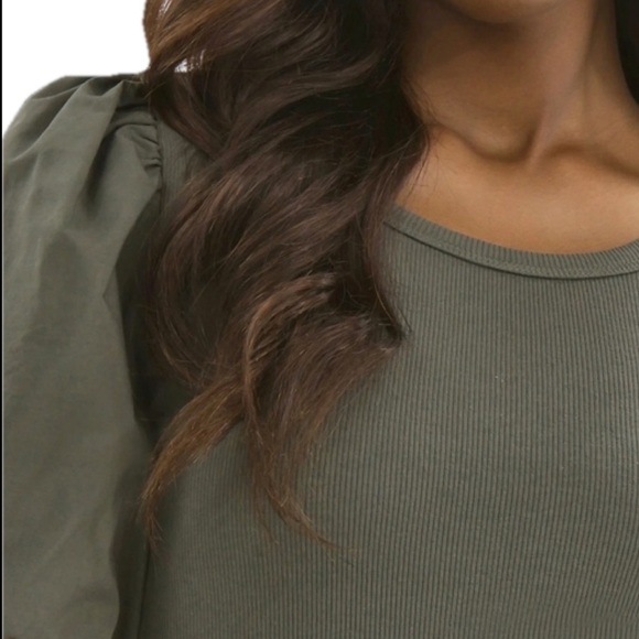 NWT Time and Tru Mixed Media Puff Sleeve Top Size Large - Picture 4 of 4